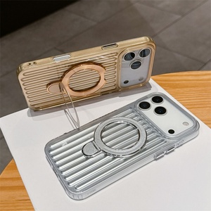 Funda de Lujo a Rayas con Anillo Magnético y Soporte Antigolpes para iPhone 11 12 13 14 15 16 17 Pro Max 17 Air - Product Image 2