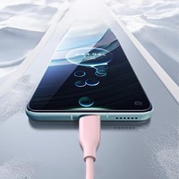 Kabel Data silikon pengisian daya Cepat 65W, untuk ponsel tahan lama 1,2M kabel tipe-c ganda untuk ponsel
