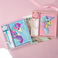 Cuaderno de encuadernación térmica de tapa dura de cuero de felpa con bordado de unicornio de dibujos animados de tamaño A5 personalizado, diario de arena movediza, regalo