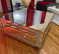 Nouvelle arrivée Table basse en diamant écrasé avec rangement Salon Table basse miroir avec rangement