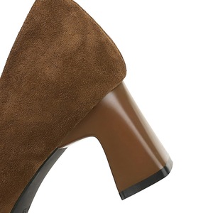 5297-H81 estilo europeo americano banquete <span class=keywords><strong>zapatos</strong></span> de tacón <span class=keywords><strong>medio</strong></span> para <span class=keywords><strong>mujer</strong></span> boca baja cuadrado gamuza empalmado leopardo tacón grueso Detalle de lazo - Product Image 6