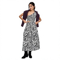 Robe imprimée moderne pour femme 100% coton écologique, col halter en V, décontractée pour les fêtes