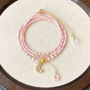 Joyería de pulsera de mujer multicapa de tres círculos facetados de ópalo Rosa natural - Product Image 2