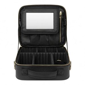 Custom Polyester Travel <b>Makeup</b> Bag with Zipper Closure LED Mirror-14.6''x10.3'' Organizer 3 Color Brightness Large Cosmetic <b>Case</b> - Product Image 4