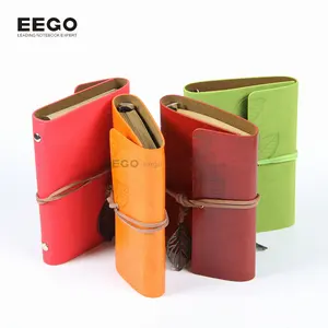 Tùy Chỉnh A6 Cổ Điển Handmade PU Giả Da Du Khách Chất Kết Dính Tạp Chí Máy Tính Xách Tay Với Dây Đeo