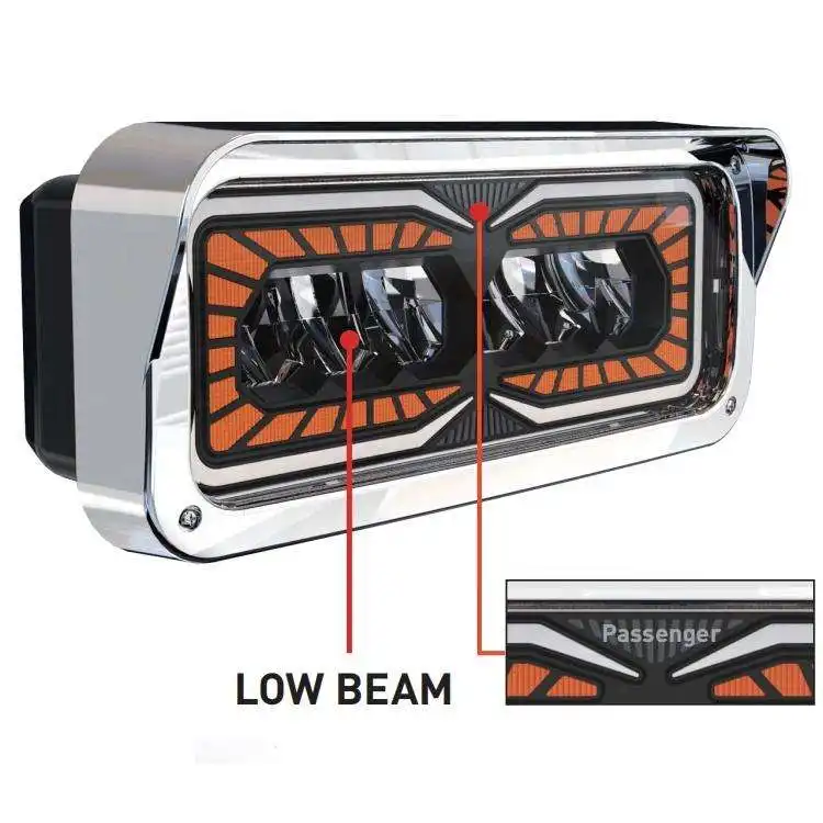 High Quality 4x6 Square Rectangle High Low Beam Led Light Truck Driving Headlights For Kenworth T800 T400 T600 W900b W900l