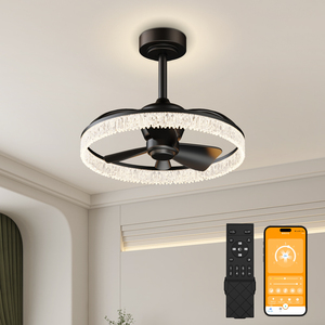 19.7'' <b>Crystal</b> style <b>Ceiling</b> Fan <b>Light</b> Downrod <b>Ceiling</b> Fan APP Remote Control Dimmable Color Temperature Adjustable <b>Ceiling</b> Fan - Product Image 1