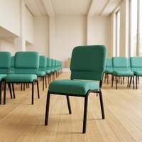 Chaises d'église empilables en vinyle vert, design moderne, faciles à nettoyer, vente en gros