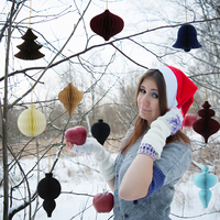 Personnalisé 3D Noël Papier Nid D'abeille Boules Fête Pompons Arbre De Noël Fête De Noël Maison Vacances Décor papier lanterne ornements