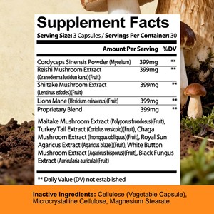 Cápsulas de Complejo de Hongos de Rápida Absorción, Contienen Polvo de Cordyceps Sinensis con Melena de León, Apoya la Inmunidad y la Salud - Product Image 2