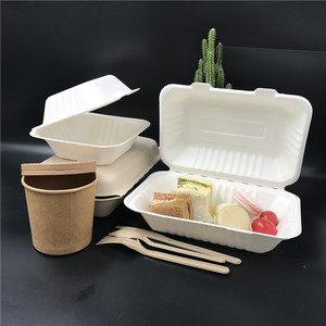 Kotak Makan Sekali Pakai dari Ampas Tebu Berkualitas Tinggi 9 Inci, Wadah Makanan Cepat Saji, Biodegradable, Envase Para Comidas - Product Image 1