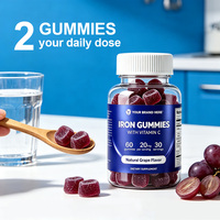 Complément alimentaire en gommes de fer pour femmes et hommes - 20 mg par portion - 60 gommes végétaliennes - Gommes de fer au goût agréable avec vitamine C
