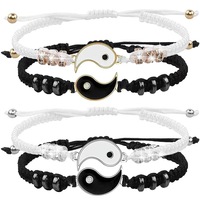 Tai Chi Yi Yang Huit Trigramme Pendentif Couple Collier Bracelet pour Meilleur Ami Amitié Collier Charmes Tressé Bijoux Cadeau