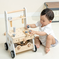 Chariot à outils multifonctionnel en bois pour enfants, assemblage et démontage, écrou, exercice de marche, jouet éducatif, trotteur pour bébé
