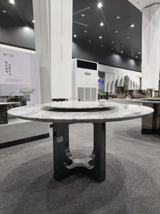 Modern Luxury Calacatta Grey Marble Dining Table Polished Stone 18mm Thickness Lifetime Warranty Customized Size for Hotel - Product Image 3