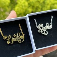 Collar con Colgante de Doble Corazón Personalizado con Letras de Nombre, en Acero Inoxidable, Chapado en Oro/Plata/Oro Rosa de 18K, para Aniversario, YBcustom
