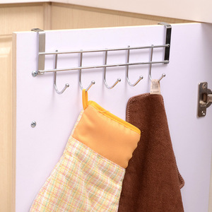 Chrome Plated Cabinet Door <b>Hooks</b> 5 Piece Set <b>Clip</b> On Easy Install For Kitchen Bathroom Towel Storage - Product Image 2