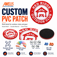 Écusson rond personnalisé en PVC 3D pour club, motif rouge, pour vestes de camping, sacs à dos, chapeaux et équipements AWELLS