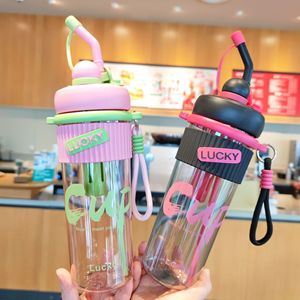 Lucky Cup 900Ml Plastic Water Bottle With Straw Reusable Travel Drinkware For Outdoor Use - Product Image 1