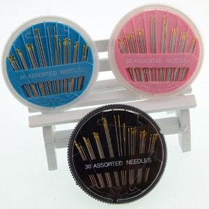 <b>Sewing</b> Needles 30 Assorted Gold Tipped Steel Hand <b>Sewing</b> Needle <b>Set</b> Round Box For Craft <b>Sewing</b> Accessories - Product Image 1