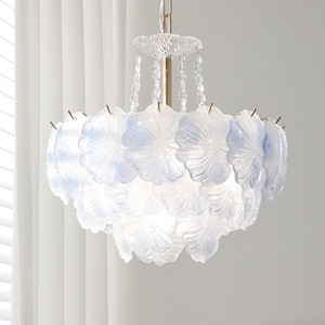<span class=keywords><strong>Lampadario</strong></span> a sospensione in vetro a petali di fiori in stile crema francese per camera da letto, sala da pranzo, <span class=keywords><strong>cameretta</strong></span> delle ragazze, decorazioni per la casa - Product Image 1