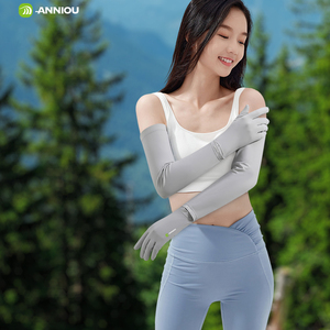 Summer Ice Silk Original Yarn Sunscreen Arm Sleeves Cooling Outdoor Nou-slip Touch Screen UV Protection Sleeves - Product Image 1