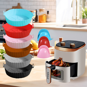 Phụ Kiện Nhà Bếp Tái Sử Dụng Nồi Chiên Không Khí <span class=keywords><strong>Silicone</strong></span> Chậu Vòng <span class=keywords><strong>Silicone</strong></span> Nồi Chiên Không Khí Giỏ Lót Với Xử Lý - Product Image 3