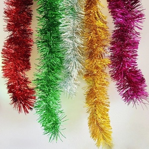 <b>Christmas</b> Decorations Tinsel Garland Green Red Holly <b>Tree</b> Decor 2m Hanging Xmas Classic Fringe Wreath Garland Home Room Decor - Product Image 2