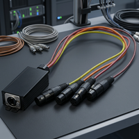 Adaptateur RJ45 XLR DMX vers réseau 4 canaux LED avec sortie AC 0,6 m en alliage d'aluminium certifié RoHS, neuf