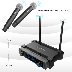 Demao-Sistema profesional de micrófono inalámbrico de 2 canales con luces LED para escenario, Campus, actuación, concierto, KTV, <span class=keywords><strong>Karao</strong></span> - Product Image 4