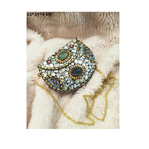 Bolso de mensajero con marco de Metal para mujer de diseñador bohemio indio, bolso de mano para fiesta de compras de noche hecho a mano, moda de estilo bohemio - Product Image 5