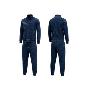 Survêtement pour homme LONG MISSION, coupe classique, couleur unie, 100% coton, léger, respirant, fermeture éclair sur le devant, logo brodé - Product Image 2