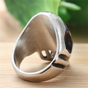Skull <b>Ring</b> Silver Men's Punk Style <b>Titanium</b> Steel Jewelry Gift Occasion Bezel Setting 27043 - Product Image 2