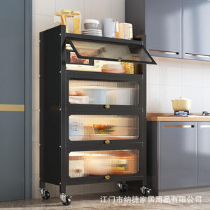 ตู้เก็บของครัวแบบตั้งพื้น Najie Modern ผลิตจากเหล็กกล้าคาร์บอน หลายชั้น พร้อมล้อเลื่อน สำหรับเก็บไมโครเวฟและหม้อ - Product Image 5