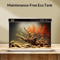 Aquarium domestique compact de style ouvert avec écran numérique tactile en verre ultra-blanc pour salon