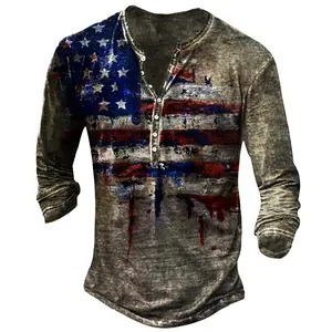 American Flag Print Slim Fit Tshirt Mens Gym Colorful Clothing 3d Printing Men T-shirt Long Sleeve T Shirt For Man
