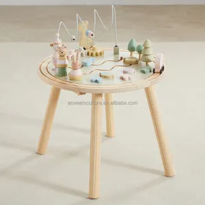 Asweets OEM/ODM wooden Table belt track Educational Learning Toys Round TableSensory Play Table Kids Table Activity