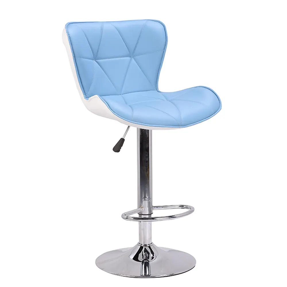 Cheap Modern Design Light Blue Metal Chrome Bar Chairs für Kitchen Commercial Use