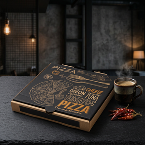 Caja de Cartón Corrugado Negra Personalizada para Pizza, Contenedor para Llevar, Caja de Embalaje para Pizza con Logotipo - Product Image 6
