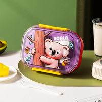 Boîte à lunch bento à 4 compartiments, boîte à lunch bento pour enfants, boîte à lunch en plastique PP pour enfants, école