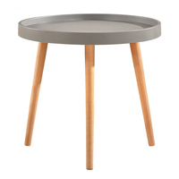 Meubles de café, petite table d'appoint avec pieds en bois, table basse ronde en plastique blanche pour le salon