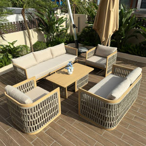 Conjunto de Sofás de Mimbre para Exteriores de 5 Piezas |   Conjunto de Muebles de Jardín de Ratán Sintético Resistente a la Intemperie con Mesa de Vidrio - Product Image 1