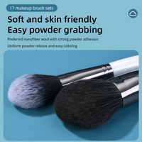 Ensemble de pinceaux de maquillage professionnels de qualité OEM, 17 pièces, pinceau de luxe pour fond de teint, anticernes, visage, manche en bois, poils synthétiques