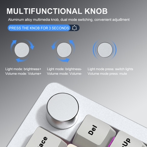 Ba-chế độ không dây RGB hợp kim nhôm bàn phím cơ khí tùy chỉnh đầy đủ Key Hot cắm 65 Key trò chơi đa phương tiện bàn phím - Product Image 5