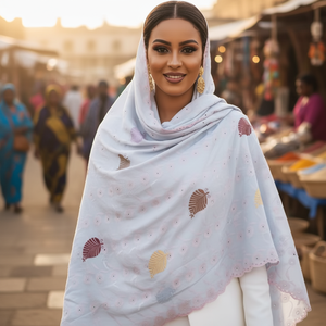 Tela de Voile Floral de Algodón y Poliéster de Tejido Fino y Suave, Transpirable para Verano, para Atuendos Elegantes, Hijabs, Bordados y Pedrería para Mujer - Product Image 3