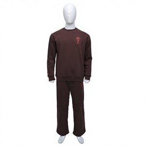 Conjunto Deportivo Unisex de Felpa de Algodón, Fabricación Personalizada al por Mayor, Sudadera con Cuello Redondo y Bordado Frontal, Pantalones Deportivos de Corte Regular - Product Image 1