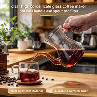 Accessoires pour boissons : Cafetière à filtre en verre borosilicate transparent classique, sans BPA, faite à la main, avec poignée et filtre