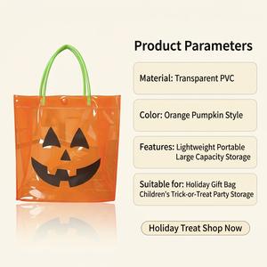 Bolsa de regalo de PVC con asa para dulces y chocolate de Halloween, con estampado de calabaza de Halloween - Product Image 4