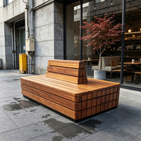 Banc de patio carré en bois massif à prix de gros, assise finie, structure métallique durable - Banc long personnalisé pour jardin, repas en plein air