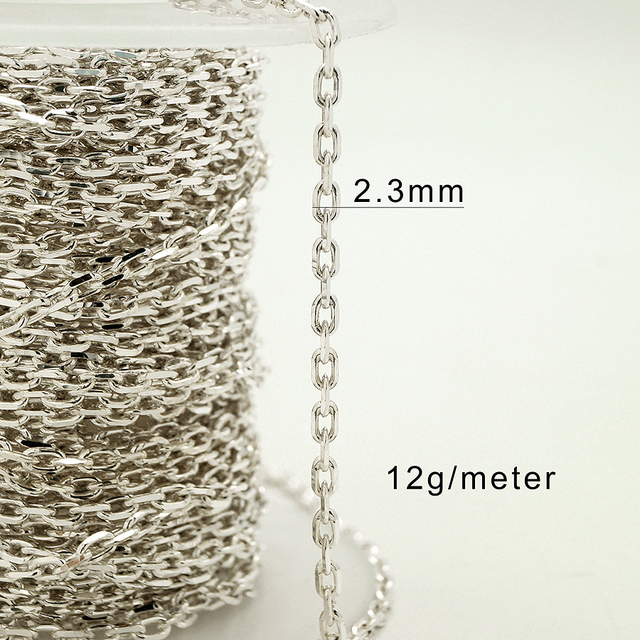 Wholesale Bulk 925 Sterling Silver Classic Wedding Link Diamond Cut Cable Chain Necklace Spool DIY Making for Men Jewelry